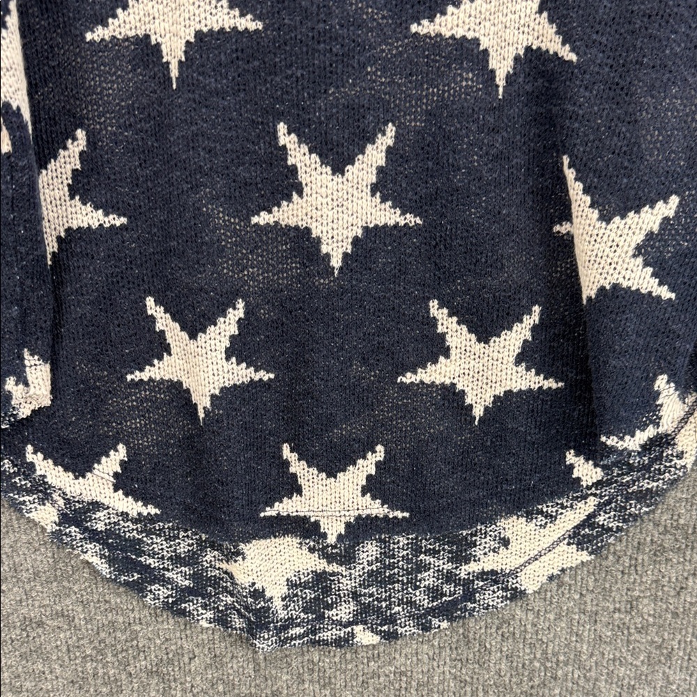 Vintage Havana Star Sheer Hooded Knit Pullover - Navy & Cream Small - Picture 12 of 14